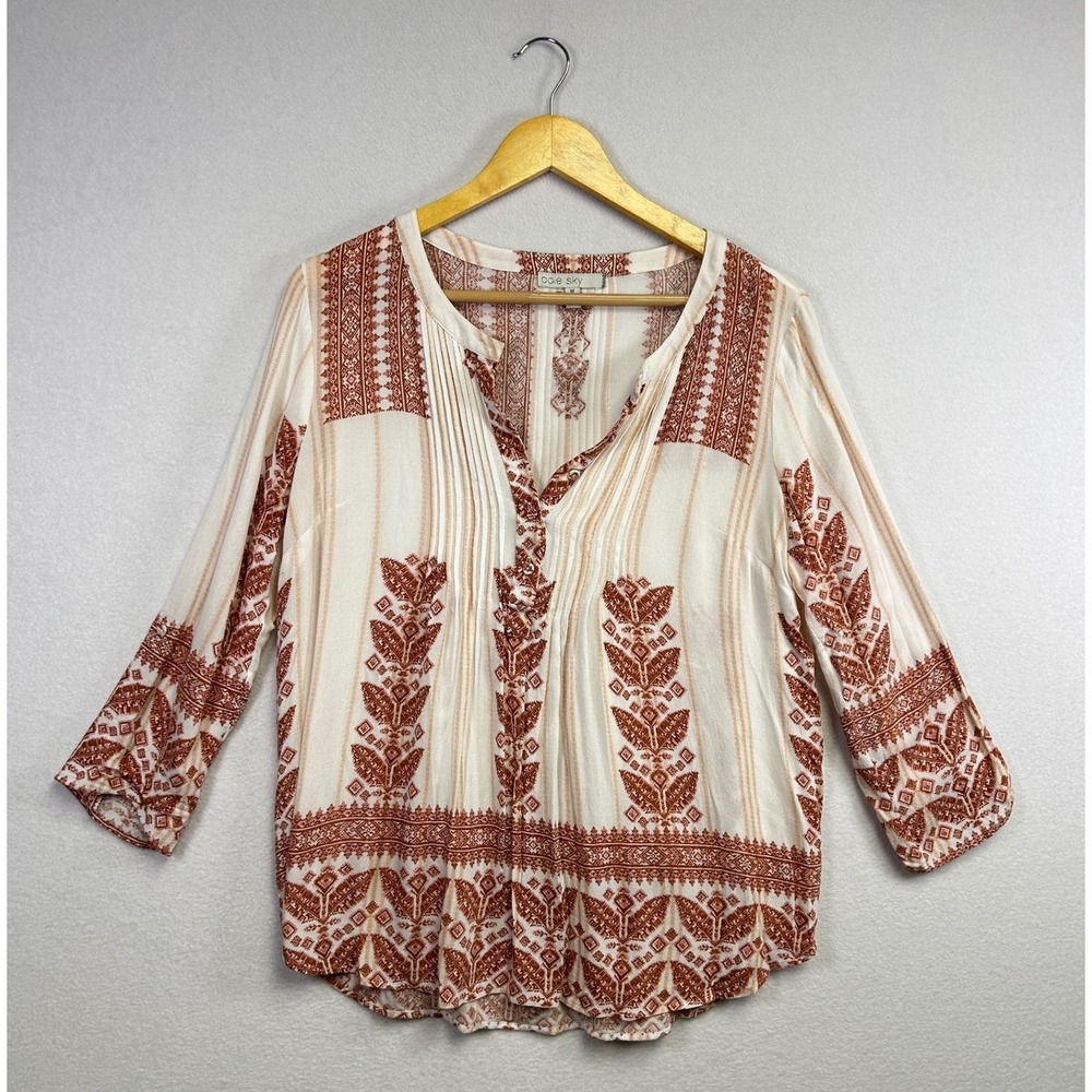 Pale Sky Women S Striped Embroidered‎ Tunic Blouse Top M